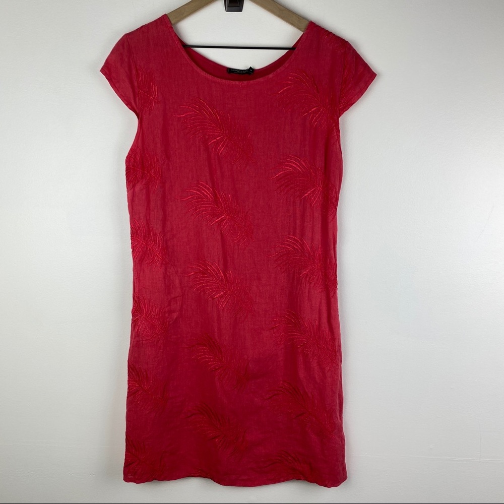 Lungo O'Larno 100% linen red tropical design